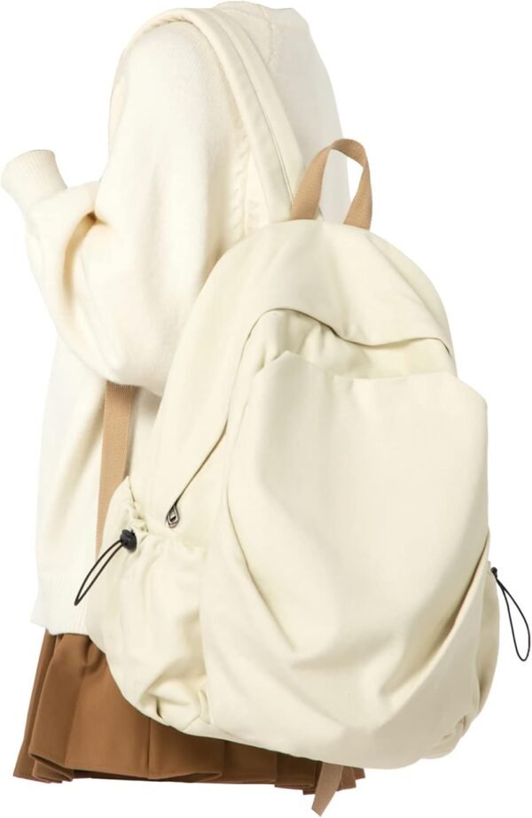 Basic High School Backpack For Women Men,Lightweight Casual Daypack Backpack For College Students,Aesthetic Middle School Bag,Cute Bookbag For Teen Girls Boys(Beige)