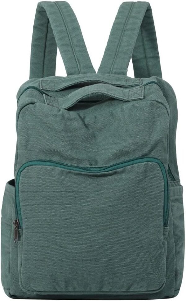 Canvas Small Backpack Purse for Women Cute Aesthetic Green Mini Backpack for Teen Girls Ladies Vintage School Bookbag Purse