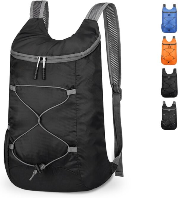 Lightweight Foldable Hiking Backpack, Ultralight Waterproof Travel & Gym Bag for Women Men (Black&Gray)