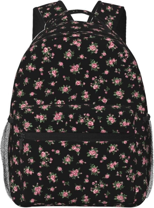 aesthetic backpack,floral backpack,coquette backpack,backpack for women,trendy backpack,black backpack,11.4 * 7.8 * 15.7 inches,07