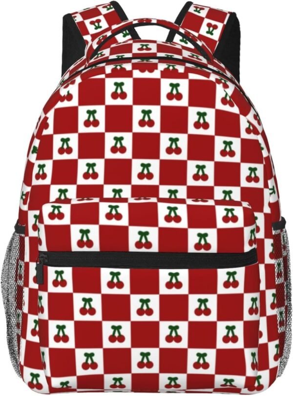 cherry backpack,red checkered backpack,cherry bag.coquette backpack,backpack for women,11.4 * 7.8 * 15.7 inches,06