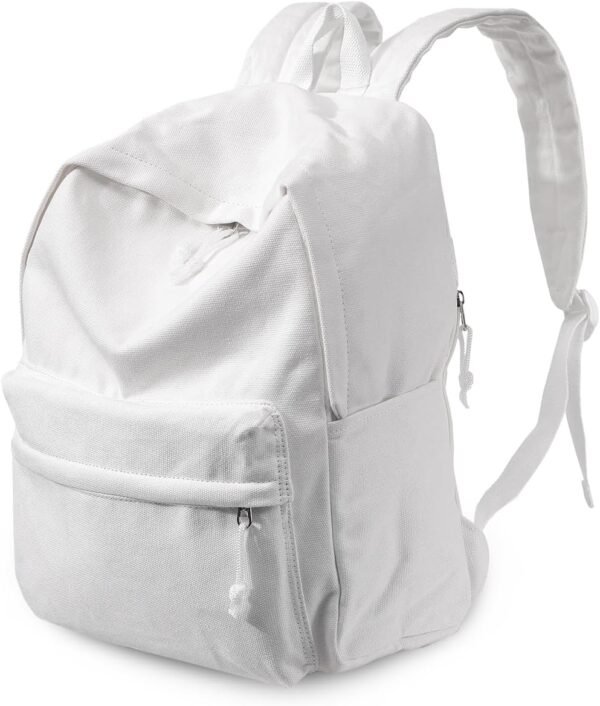 Canvas Backpack White Backpack Large Casual Daypack Satchel Laptop Backpack Unisex, standard