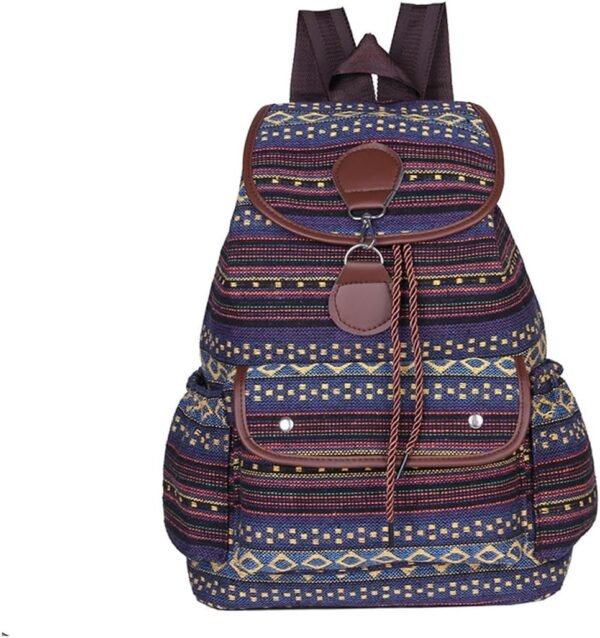 Vintage Backpack for Women,Boho Casual Backpack Purse,Unique Style Fashion Ethnic Handbag Shoulder Bag,Blue