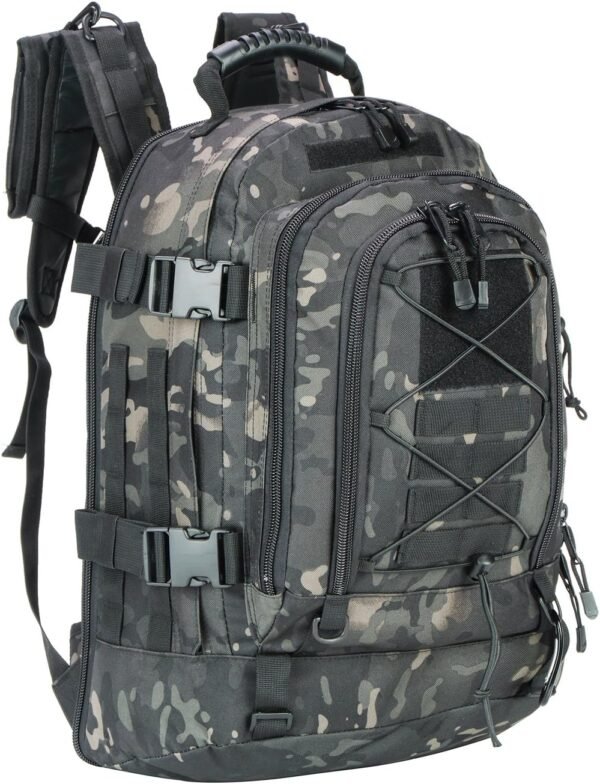 Large Tactical Backpack for Men Military Backpack with DIY System for Travel, Work,Camping,Hunting,Hiking,Sports (Night Camo)