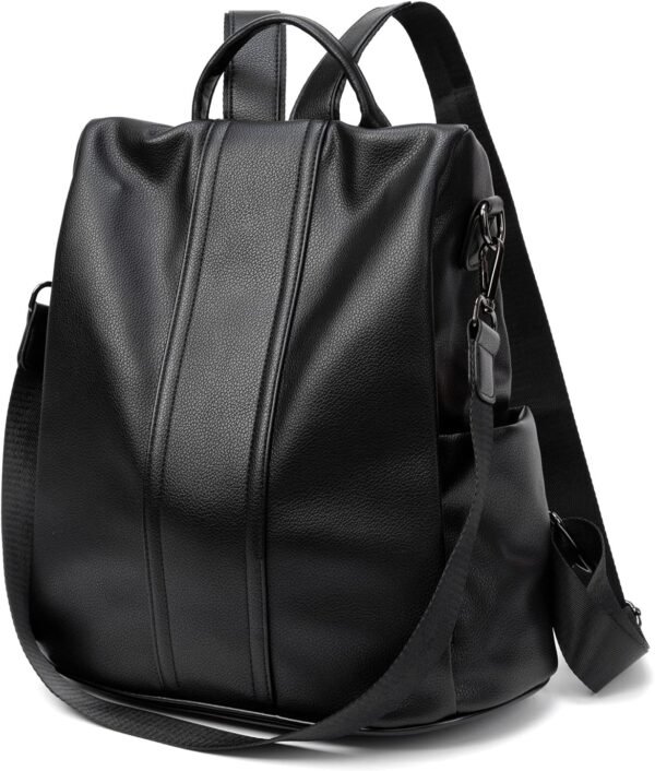 Women Backpack Purse Waterproof Nylon Anti-theft Rucksack Lightweight Shoulder Bag, Medium, Black