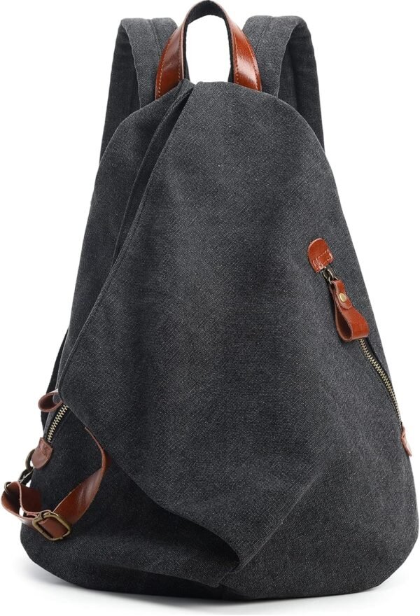 Canvas Vintage Backpack, Casual Daypack Outdoor Travel Rucksack Hiking Backpacks for Men and Women, Black