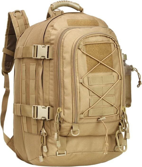 Large Tactical Backpack for Men Military Backpack with DIY System for Travel, Work,Camping,Hunting,Hiking,Sports (TAN)